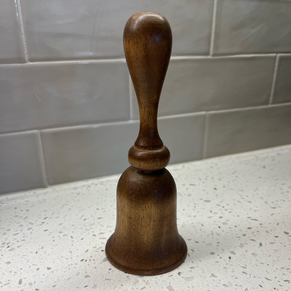 Vintage wooden bell w/brass ringer